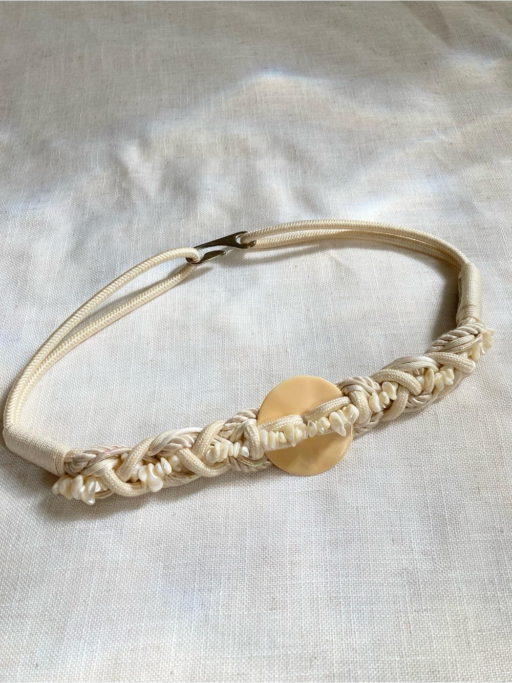 Vintage braided coastal seashell rope belt beachy bohemian